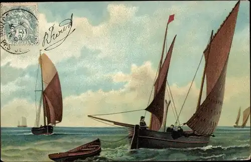 Litho Segelboote auf dem Meer