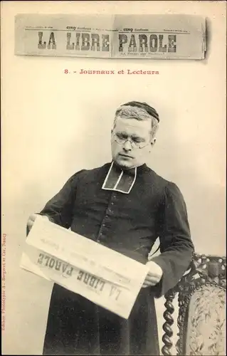 Zeitungs Ak La Libre Parole, Mann liest Zeitung, Priester