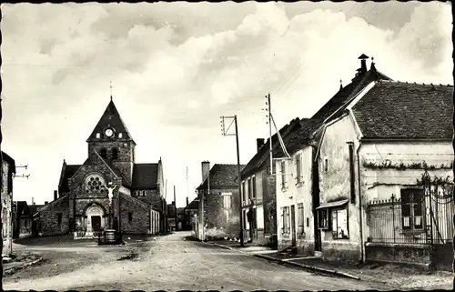 Ak Villy-en-Trodes Aube, Platz, Kirche