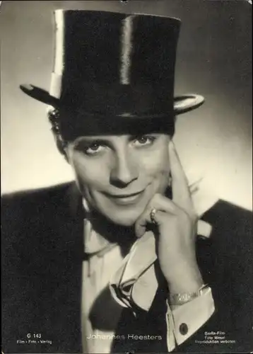 Ak Schauspieler Johannes Heesters, Portrait mit Zylinder