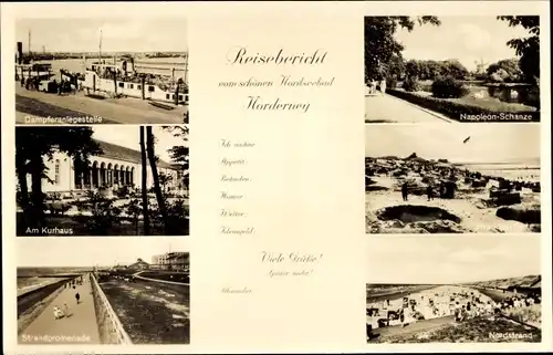 Ak Nordseebad Norderney Ostfriesland, Reisebericht, Napoleon-Schanze, Strandpromenade, Am Kurhaus