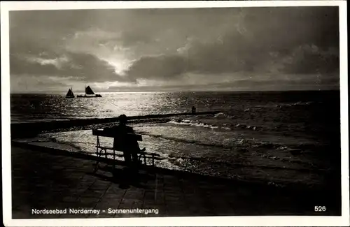 Ak Nordseebad Norderney Ostfriesland, Sonnenuntergang