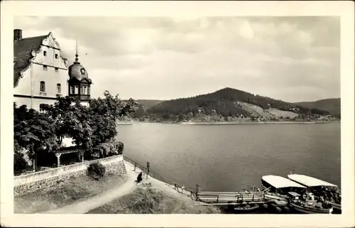 Ak Saalburg in Thüringen, See, Anlegestelle