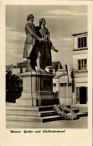 Ak Weimar in Thüringen, Goethe- und Schillerdenkmal