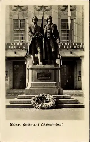 Ak Weimar in Thüringen, Goethe- und Schillerdenkmal