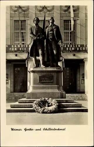 Ak Weimar in Thüringen, Goethe- und Schillerdenkmal