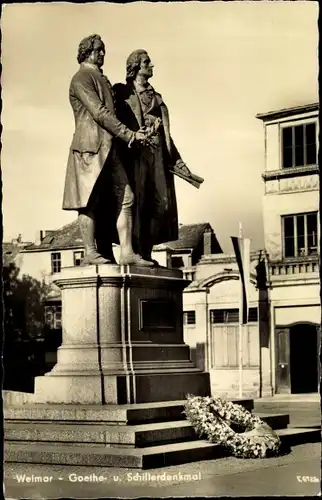 Ak Weimar in Thüringen, Goethe- und Schillerdenkmal