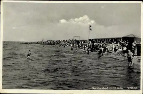 Ak Nordseebad Cuxhaven, Strand, Freibad