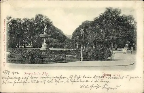 Ak Bonn am Rhein, Poppelsdorfer Allee, Denkmal