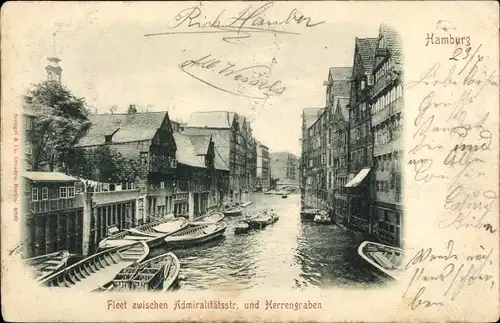 Ak Hamburg, Fleet zwischen Admiralitätsstraße und Herrengraben