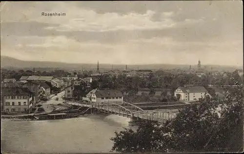 Ak Rosenheim Oberbayern, Ortsansicht, Brücke