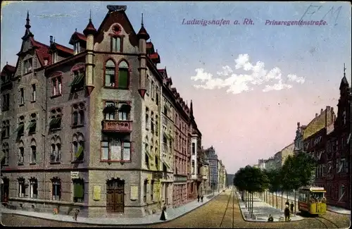 Ak Ludwigshafen am Rhein, Prinzregentenstraße, Straßenbahn