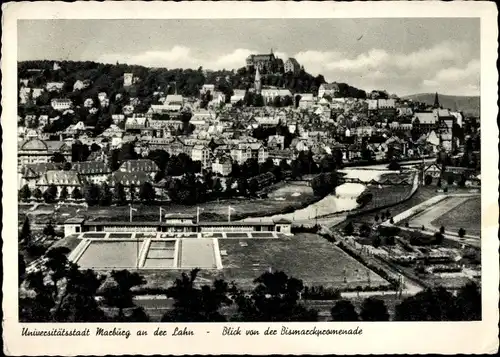 Ak Marburg an der Lahn, Blick von der Bismarckpromenade