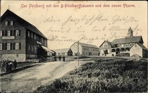 Ak Niederreifenberg Schmitten im Taunus, Großer Feldberg, 3 Feldberghäuser, Neuer Turm