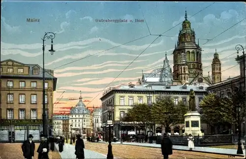 Ak Mainz am Rhein, Gutenbergplatz, Dom