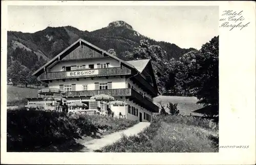 Ak Lenggries Isar, Hotel u. Café Berghof