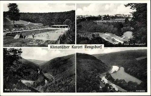 Ak Rengsdorf im Westerwald, Strandbad, Almblick, Blick v. d. Elisabethhöhe, Panorama