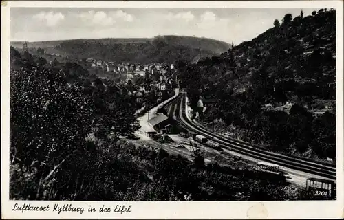 Ak Kyllburg in der Eifel, Panorama, Bahnstrecke