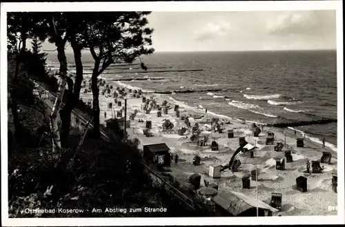 Ak Ostseebad Koserow auf Usedom, Abstieg zum Strand