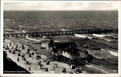 Ak Ostseebad Koserow auf Usedom, Familienbad und Seesteg