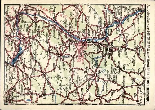 Landkarten Ak Heidelberg am Neckar, Hotel Reichspost Reichshof, Straßenplan