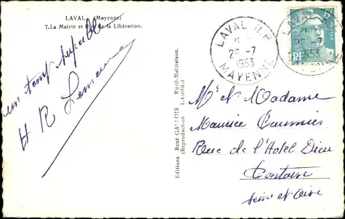 Ak Laval-Mayenne, Rathaus und Rue de la Libération