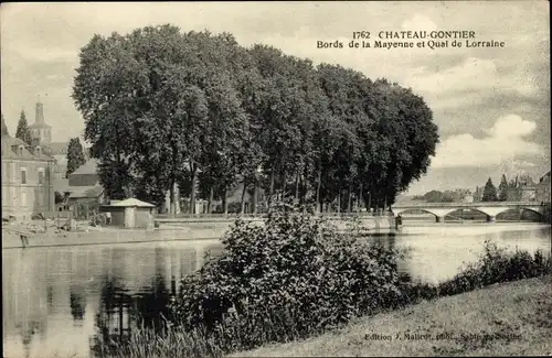 Ak Château Gontier sur Mayenne, Quai Lorraine, Brücke