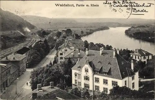 Ak Waldshut Tiengen am Hochrhein, Panorama, Rhein