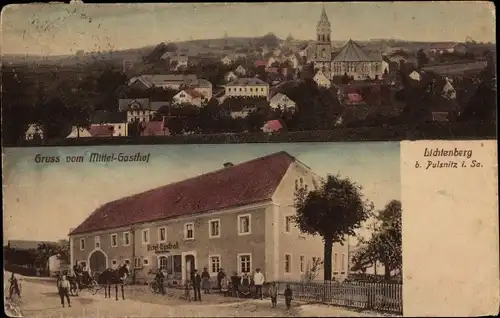 Ak Lichtenberg in der Lausitz, Gesamtansicht, Mittel-Gasthof