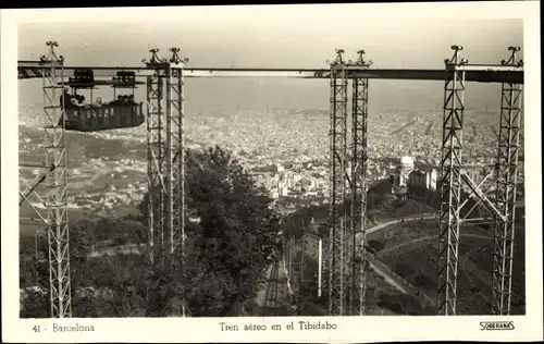 Ak Barcelona Katalonien Spanien, Tibidabo, hängender Monorail-Zug