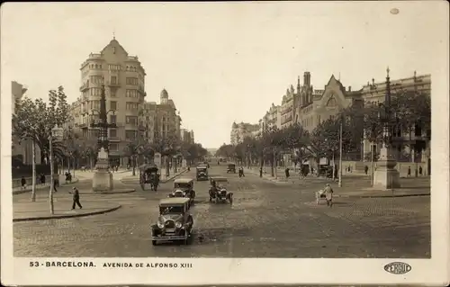 Ak Barcelona Katalonien Spanien, Avenida Alfonso XIII