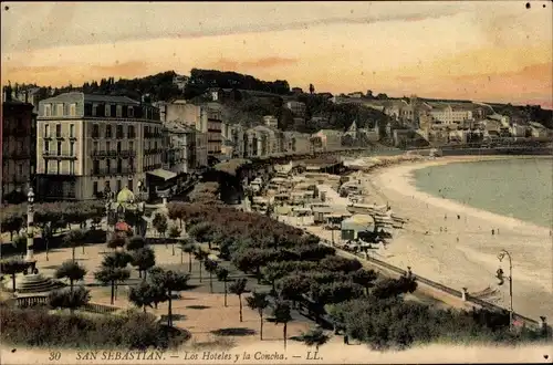 Ak Donostia San Sebastian Baskenland, Concha, Strand, Hotels