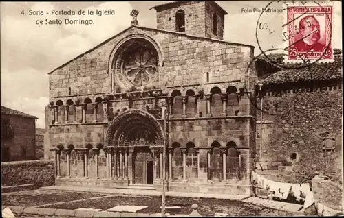 Ak Soria Kastilien und León Spanien, Kirche Santo Domingo, Portal