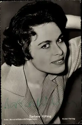 Ak Schauspierlerin Barbara Rütting, Portrait, Autogramm