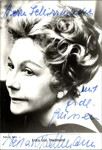 Ak Schauspielerin Erika von Thellmann, Portrait, Autogramm