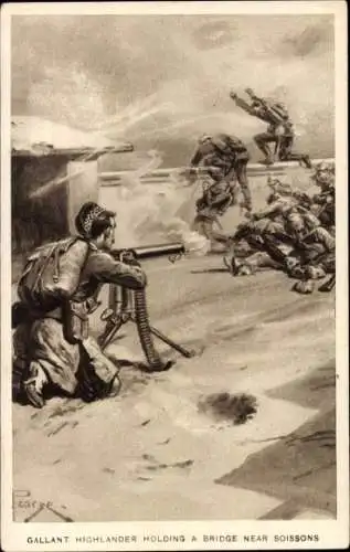 Künstler Ak Pearse, Soissons Aisne, Britische Soldaten im Kampf, I WK