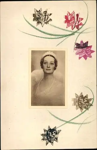 Briefmarken Ak Astrid von Schweden, Königin von Belgien