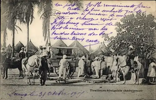 Ak Senegal, senegalesische Tirailleure, Krankenwagen