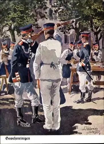 Künstler Ak Döbrich-Steglitz, Gewehrreinigen