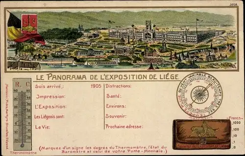 Präge Litho Liège Lüttich Wallonien, Das Panorama der Lütticher Ausstellung