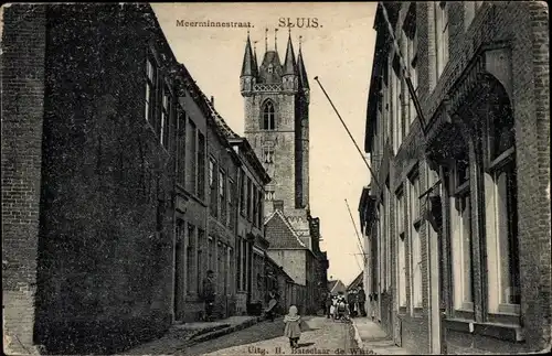 Ak Sluis Zeeland Niederlande, Meerminnestraat