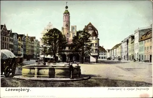 Ak Lwówek Śląski Löwenberg Schlesien, Niedermarkt, Ehemalige Hauptwache