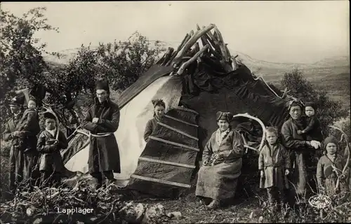 Ak Lappland, Lapplager, Einheimische, Tracht, Zelt