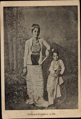 Ak Birma Burma Myanmar, burmesische Prinzessin und ihre Tochter