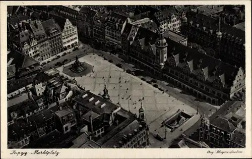 Ak Leipzig in Sachsen, Fliegeraufnahme, Marktplatz