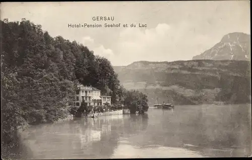 Ak Gersau Kanton Schwyz, Hotel-Pension Seehof, Seepartie