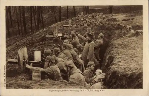 Ak Maschinengewehr-Kompagnie im Schützengraben, I.WK