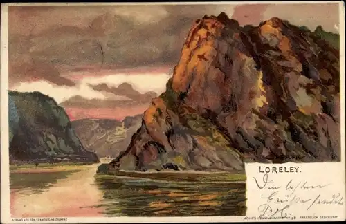 Künstler Litho Peaff, C., Sankt Goarshausen am Rhein, Loreley