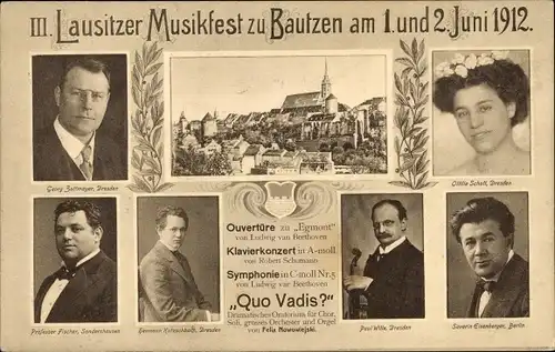 Ak Bautzen in der Oberlausitz, III. Lausitzer Musikfest 1912, Klavierkonzert