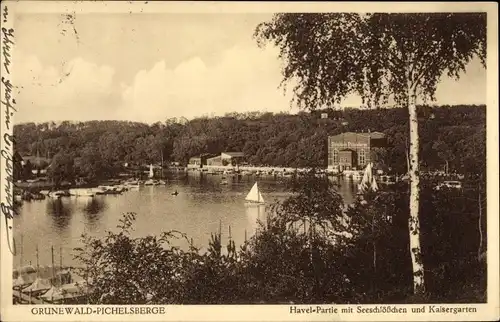 Ak Berlin Charlottenburg Westend Pichelsberge, Seeschlösschen und Kaisergarten